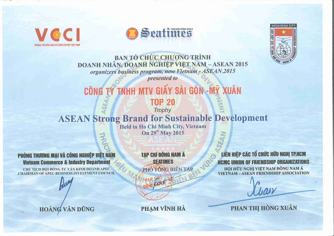 Top 20 ASEAN Strong Brand for Sustainable Development